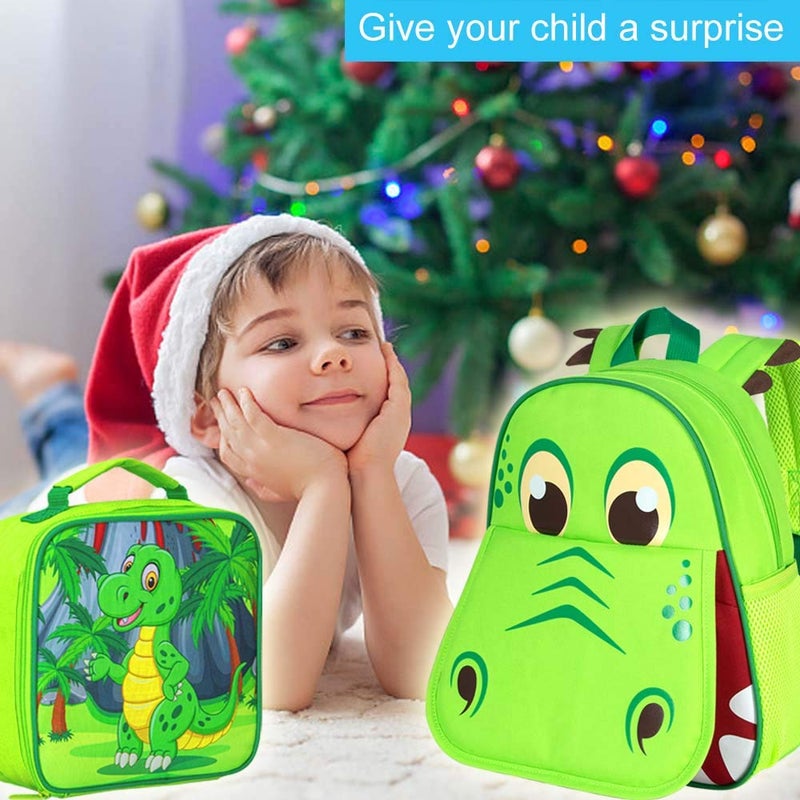gxtvo Toddler Backpack for Boys, Dinosaur Kids Preschool Bookbag and Lunch Box, 12" Cute Cartoon Animal Schoolbag - Image 2